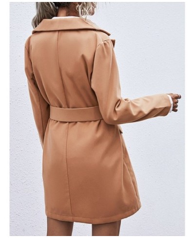 Woman Winter 2022 Fashion Solid Color Double Breasted Belt Temperament Trench Coat for Women Clothing Overcoat Female Tops $5...