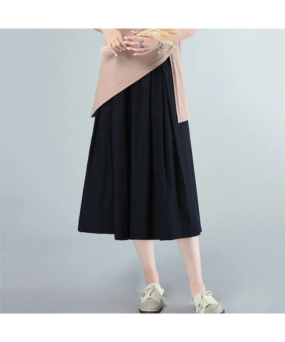 Plus Size 5XL Pleated Pocket Wide Leg Skirt Pant Korean Loose Solid Color Mom Culotte Office Lady Daily Skirts Simple $38.71 ...