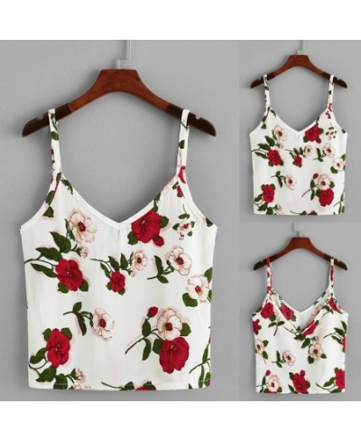 Womens Fashion Sleeveless V-Neck Floral Print Tank Tops Vest $46.32 - Underwear