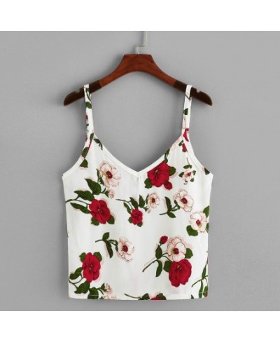 Womens Fashion Sleeveless V-Neck Floral Print Tank Tops Vest $46.32 - Underwear