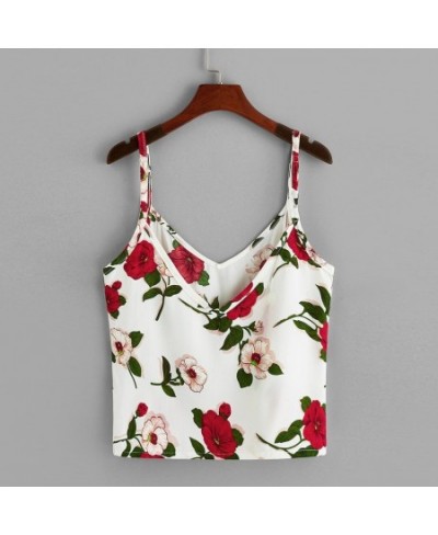 Womens Fashion Sleeveless V-Neck Floral Print Tank Tops Vest $46.32 - Underwear