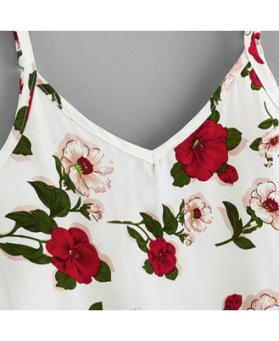 Womens Fashion Sleeveless V-Neck Floral Print Tank Tops Vest $46.32 - Underwear