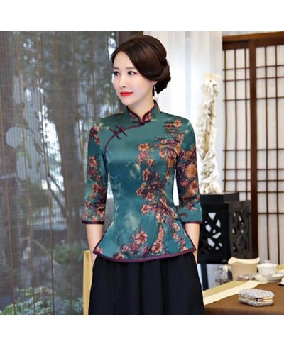 Summer Womens Shirt Tops Traditional Chinese Lady Silk Blouse Mandarin Collar Qipao Mujer Camisa Size S M L XL XXL XXXL 9966 ...