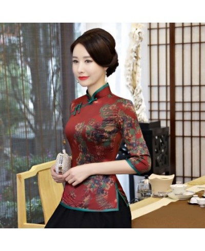 Summer Womens Shirt Tops Traditional Chinese Lady Silk Blouse Mandarin Collar Qipao Mujer Camisa Size S M L XL XXL XXXL 9966 ...