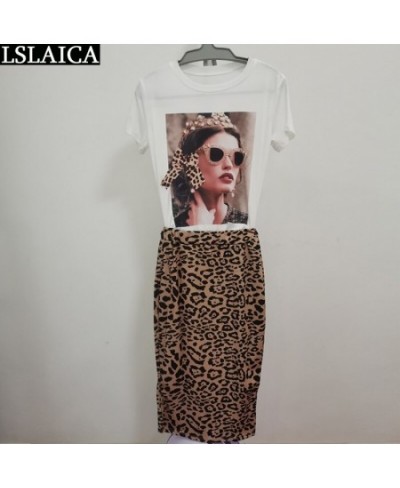 Two Peice Set For Women Casual O-Neck T Shirt& Skirt Set Fashion Leopard Print Office Women Set Elegance Skinny Ropa Femenina...