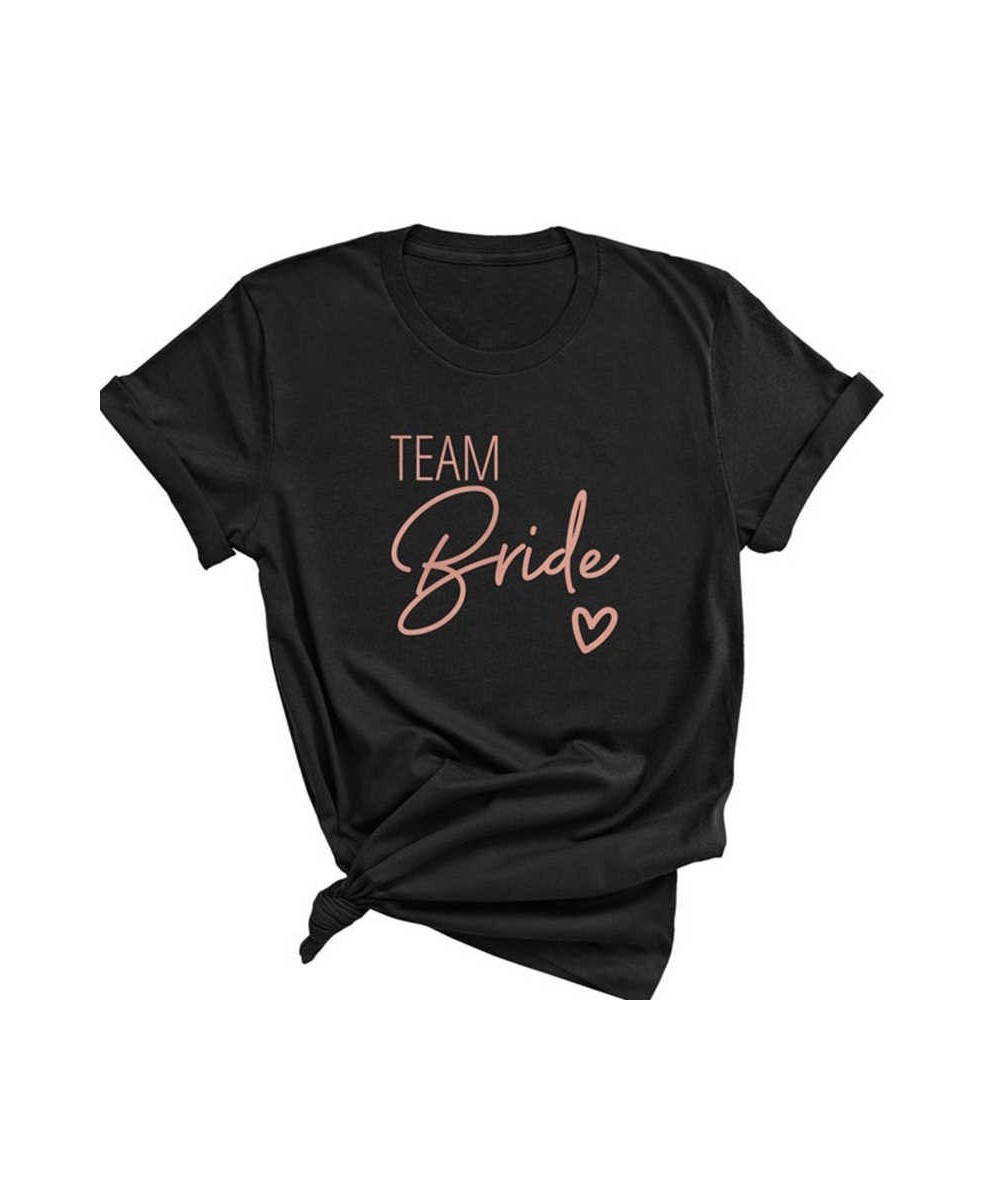 Team Bride Love Heart T Shirt Aesthetic Bridesmaid Bride Squad T-shirt Women Ulzzang Wedding Party Tops 1SS8 $16.64 - Tops & ...