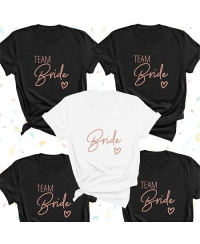 Team Bride Love Heart T Shirt Aesthetic Bridesmaid Bride Squad T-shirt Women Ulzzang Wedding Party Tops 1SS8 $16.64 - Tops & ...