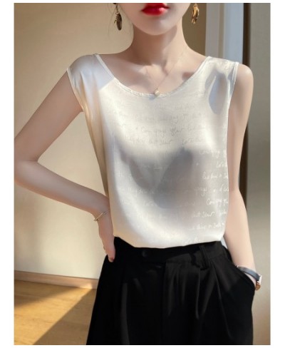 Women Silk Camisole Ladies' New Loose Knitted Vest Thin Sleeveless Tops Summer Suit Inside Satin Sling Mulberry Silk Base Shi...