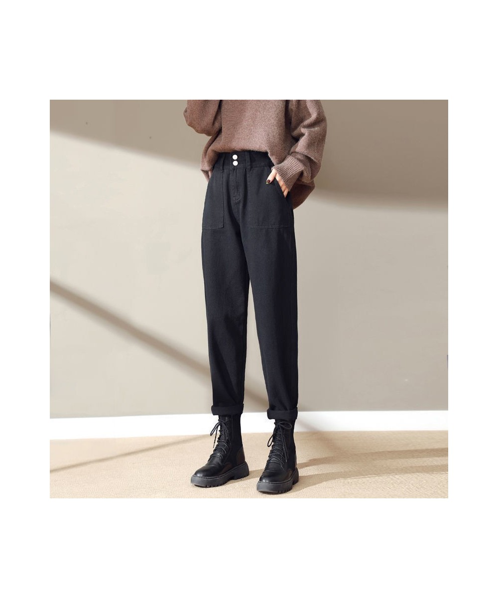 Jeans Women Winter Aesthetic Harem Trousers Female Solid Streetwear All-match Casual Slim Chic Ulzzang Clothing Cozy Vintage ...