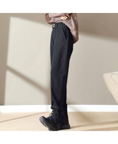 Jeans Women Winter Aesthetic Harem Trousers Female Solid Streetwear All-match Casual Slim Chic Ulzzang Clothing Cozy Vintage ...