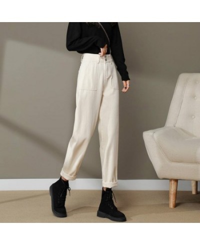 Jeans Women Winter Aesthetic Harem Trousers Female Solid Streetwear All-match Casual Slim Chic Ulzzang Clothing Cozy Vintage ...