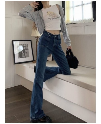 Vintage High Waist Jeans Women Korean Fashion Streetwear Casual Slim Flare Pants Winter Spring Thickened Denim Trousers Femal...