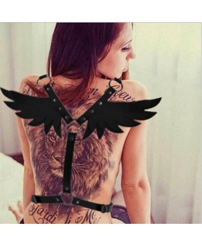 New Lovely Wings Black Leather harness Punk body chain women strap summer festival lingerie cage harness rave body jewelry $2...