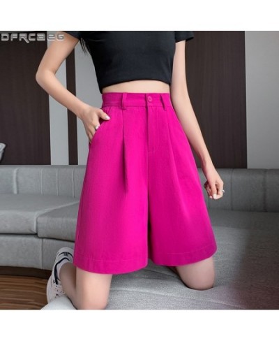 Fashion Streetwear Wide Leg Shorts Women Loose Plus Size Boyfriend Bermuda Feminina Elastic Waist Red Green Black Short Pants...