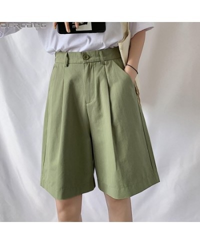 Fashion Streetwear Wide Leg Shorts Women Loose Plus Size Boyfriend Bermuda Feminina Elastic Waist Red Green Black Short Pants...