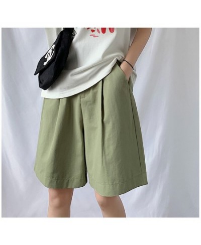 Fashion Streetwear Wide Leg Shorts Women Loose Plus Size Boyfriend Bermuda Feminina Elastic Waist Red Green Black Short Pants...