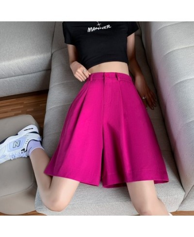 Fashion Streetwear Wide Leg Shorts Women Loose Plus Size Boyfriend Bermuda Feminina Elastic Waist Red Green Black Short Pants...