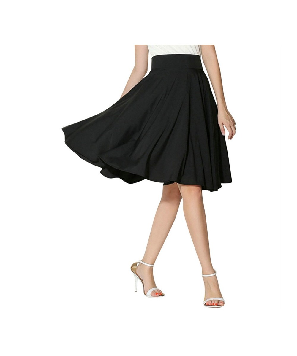 2023 New Fashion Women Solid Big Swing Umbrella Skirt High Waist Knee-Length Skirts Vintage Ladies Student Midi Skirt $32.80 ...