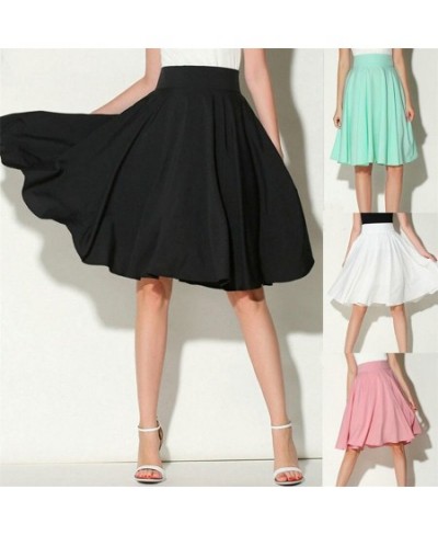 2023 New Fashion Women Solid Big Swing Umbrella Skirt High Waist Knee-Length Skirts Vintage Ladies Student Midi Skirt $32.80 ...