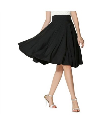 2023 New Fashion Women Solid Big Swing Umbrella Skirt High Waist Knee-Length Skirts Vintage Ladies Student Midi Skirt $32.80 ...