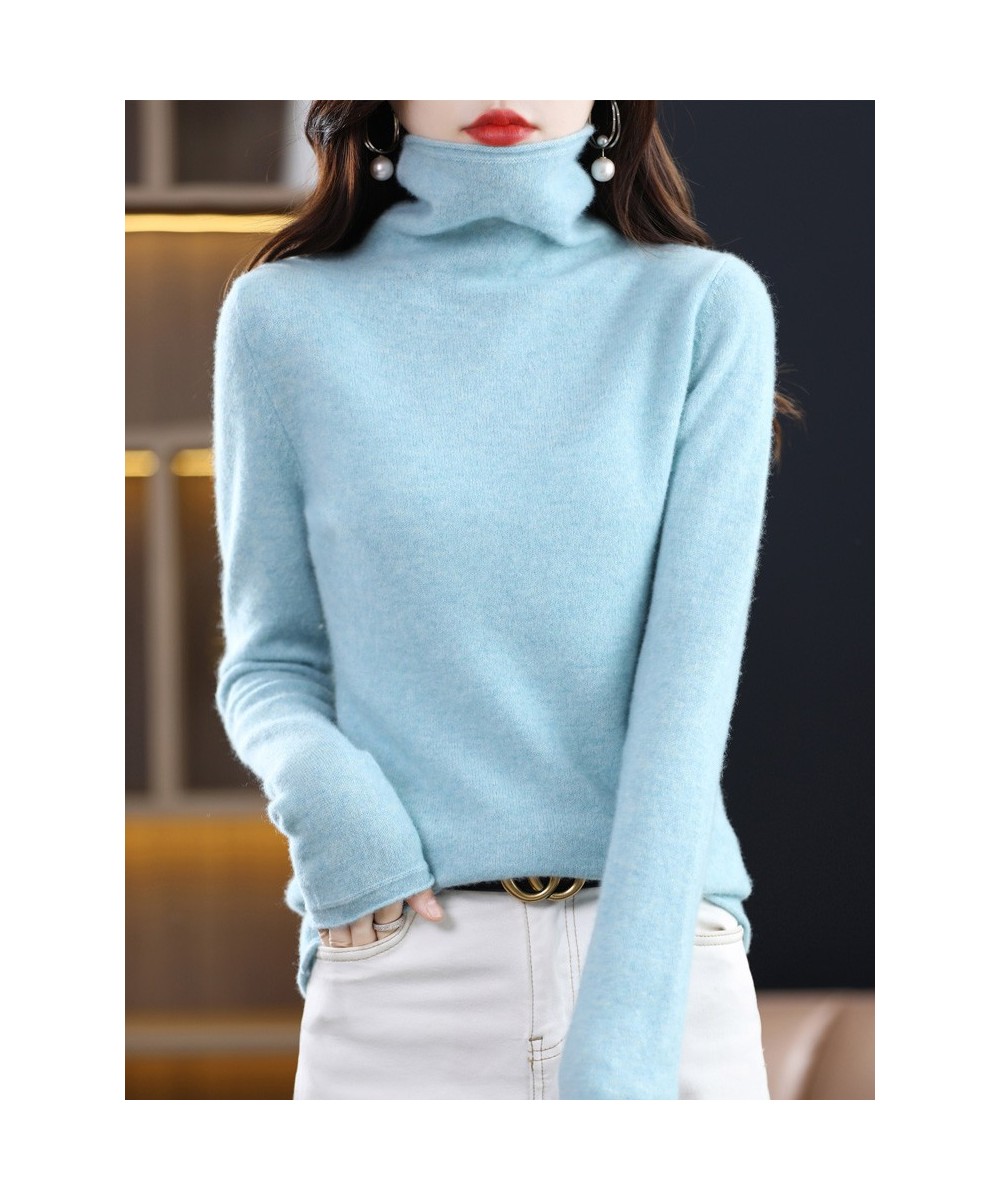 100% Pure Wool Women Sweater Autumn Winter Fashion Pile Collar Pullover Cashmere Sweater Casual Long-sleeved Knitted Tops $50...