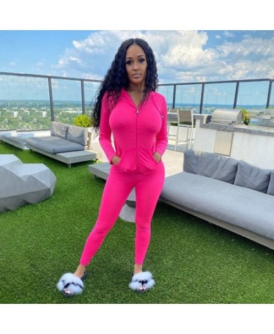 Two Piece Set Women Long Sleeve Sweatshirt Zipper Pocket Sporty Matching Sets Bodycon Club Two Piece Outfits Tracksuit Female...