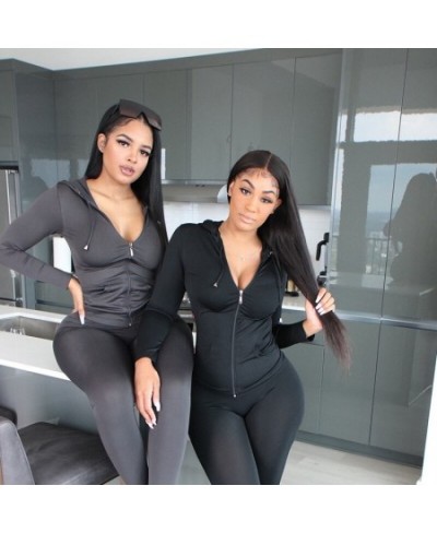 Two Piece Set Women Long Sleeve Sweatshirt Zipper Pocket Sporty Matching Sets Bodycon Club Two Piece Outfits Tracksuit Female...