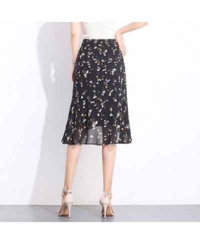 2023 Summer Korean Style Floral Printed Chiffon Skirt High-waisted Irregular Skirt Sweet Ladies Skirts $39.97 - Skirts