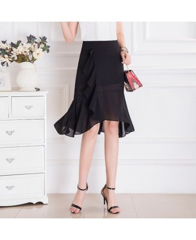 2023 Summer Korean Style Floral Printed Chiffon Skirt High-waisted Irregular Skirt Sweet Ladies Skirts $39.97 - Skirts