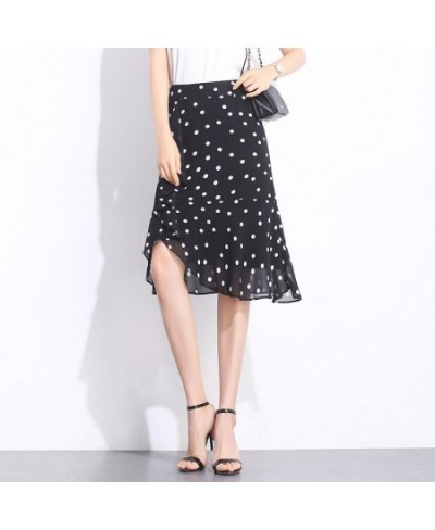 2023 Summer Korean Style Floral Printed Chiffon Skirt High-waisted Irregular Skirt Sweet Ladies Skirts $39.97 - Skirts