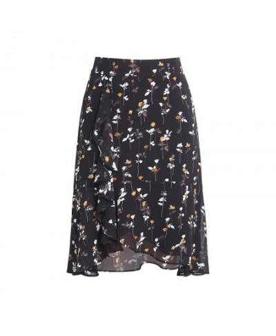 2023 Summer Korean Style Floral Printed Chiffon Skirt High-waisted Irregular Skirt Sweet Ladies Skirts $39.97 - Skirts