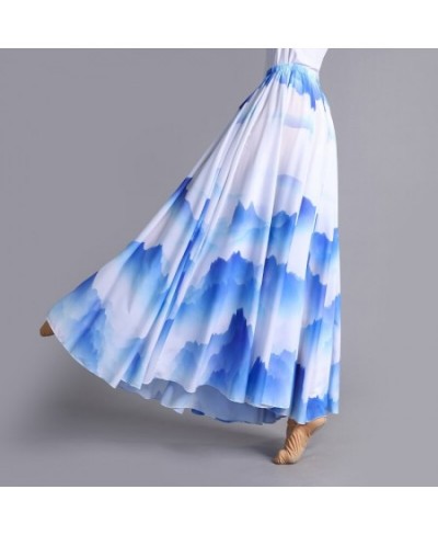 Chinese Inkwash Painting Monochrome Big Swing Chiffon Skirt Lady Party Summer Long Maxi Faldas Mujer Sundress Elastic High $9...