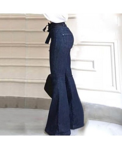 Women Wide Leg Denim Jeans High Waist Bandage 2023 New Women Spring Summer Jean Ladies Stretch Fare Long Pants $43.27 - Jeans