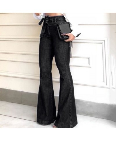 Women Wide Leg Denim Jeans High Waist Bandage 2023 New Women Spring Summer Jean Ladies Stretch Fare Long Pants $43.27 - Jeans