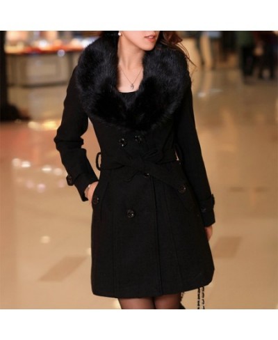 Faux Fur Collar Wool Coat Women Autumn Winter Casual Slim Double Breasted Woolen Jackets Female Oversized abrigo mujer 5XL $7...