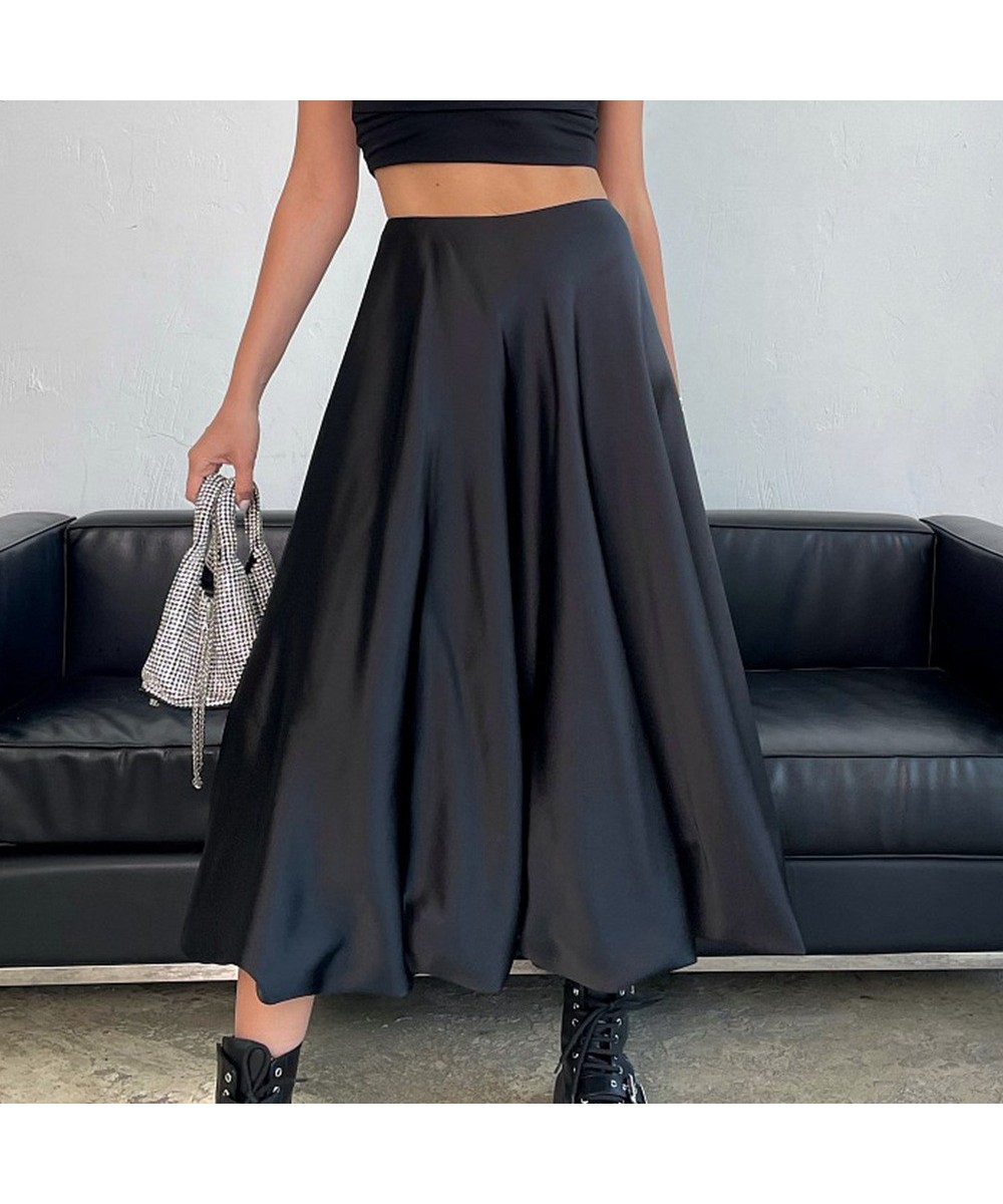 2023 Trendy Satin Skirts for Women Elegant Fashion High Waist Party Balloon Skirt Female Casual Loose Bud Skirt Spring Summer...