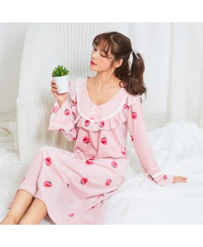 Autumn Winter Long Sleeves Long Style Korean Velvet Nightgown Princess Double Velvet Slim Girl Student Nightdress Sleepwear $...