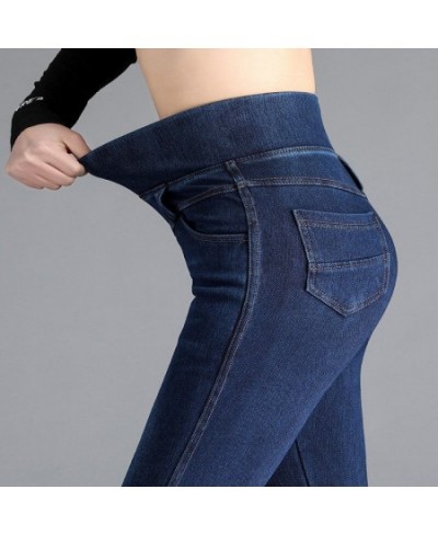 Woman Jeans Pants Elastic Waist High Waist Winter Stretch Feet Pants Women Pantalones Vaqueros Mujer $44.36 - Bottoms