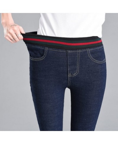 Woman Jeans Pants Elastic Waist High Waist Winter Stretch Feet Pants Women Pantalones Vaqueros Mujer $44.36 - Bottoms