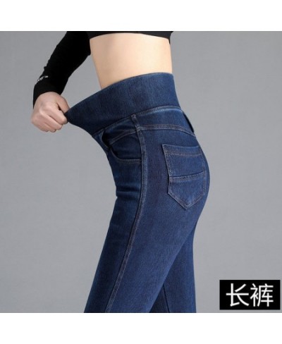 Woman Jeans Pants Elastic Waist High Waist Winter Stretch Feet Pants Women Pantalones Vaqueros Mujer $44.36 - Bottoms