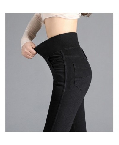 Woman Jeans Pants Elastic Waist High Waist Winter Stretch Feet Pants Women Pantalones Vaqueros Mujer $44.36 - Bottoms