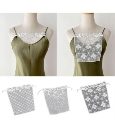 Women Summer Clip-On Floral Lace Mock Camisole Bra Insert Secret Cleavage Cover Overlay Panel Vest Wrapped Chest Bandeau $15....