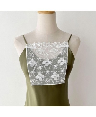 Women Summer Clip-On Floral Lace Mock Camisole Bra Insert Secret Cleavage Cover Overlay Panel Vest Wrapped Chest Bandeau $15....