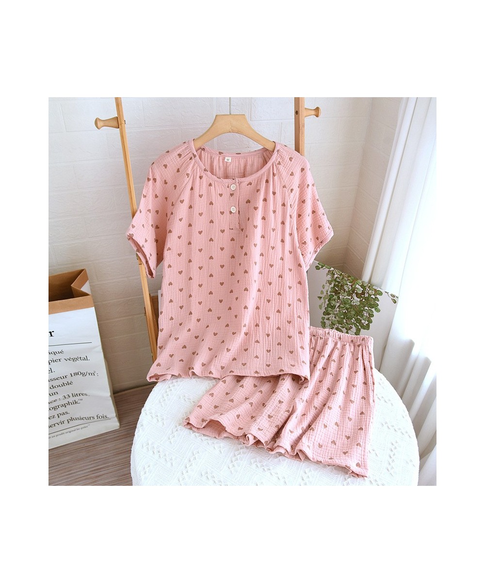 Small Heart Printing Cotton Sleepwear Clothes for Women's Summer Pullover Round Neck Short-Sleeved Tops Shorts Home Wear $35....