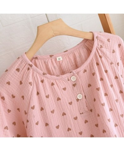 Small Heart Printing Cotton Sleepwear Clothes for Women's Summer Pullover Round Neck Short-Sleeved Tops Shorts Home Wear $35....