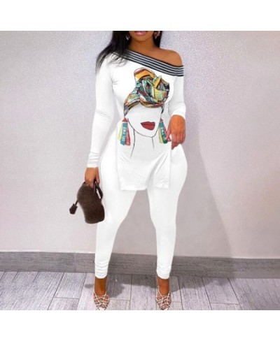 Women Fashion Two Piece Suit Sets Elegant Skinny Skew Neck Leopard Print Long Sleeve Split Hem Top and Pants Set $40.22 - Sui...