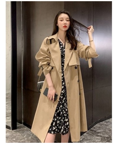 2023 Winter Jacket Trench Coat for Women Clothes Women Solid Color Lapels Double Row Buttons Long Windbreaker Ladies Work Top...