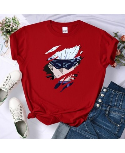 Anime Jujutsu Kaisen Gojo Satoru Female Tshirt Breathable Cool T-Shirts Soft Comfortable Short Sleeve Fashion Sport T-Shirt $...