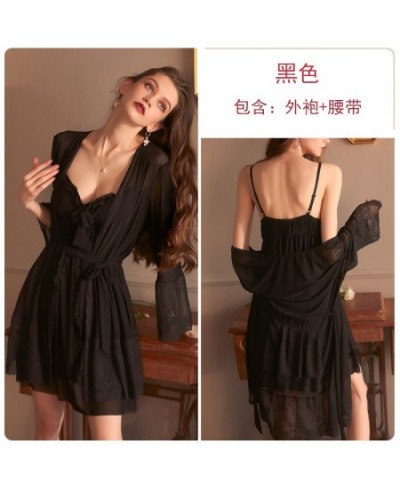 New Summer Bathrobe Gown Suit Women Twinset Robe Set Lace Sleepwear Nightgown Casual Silky Satin Kimono Home Dress Lounge Wea...