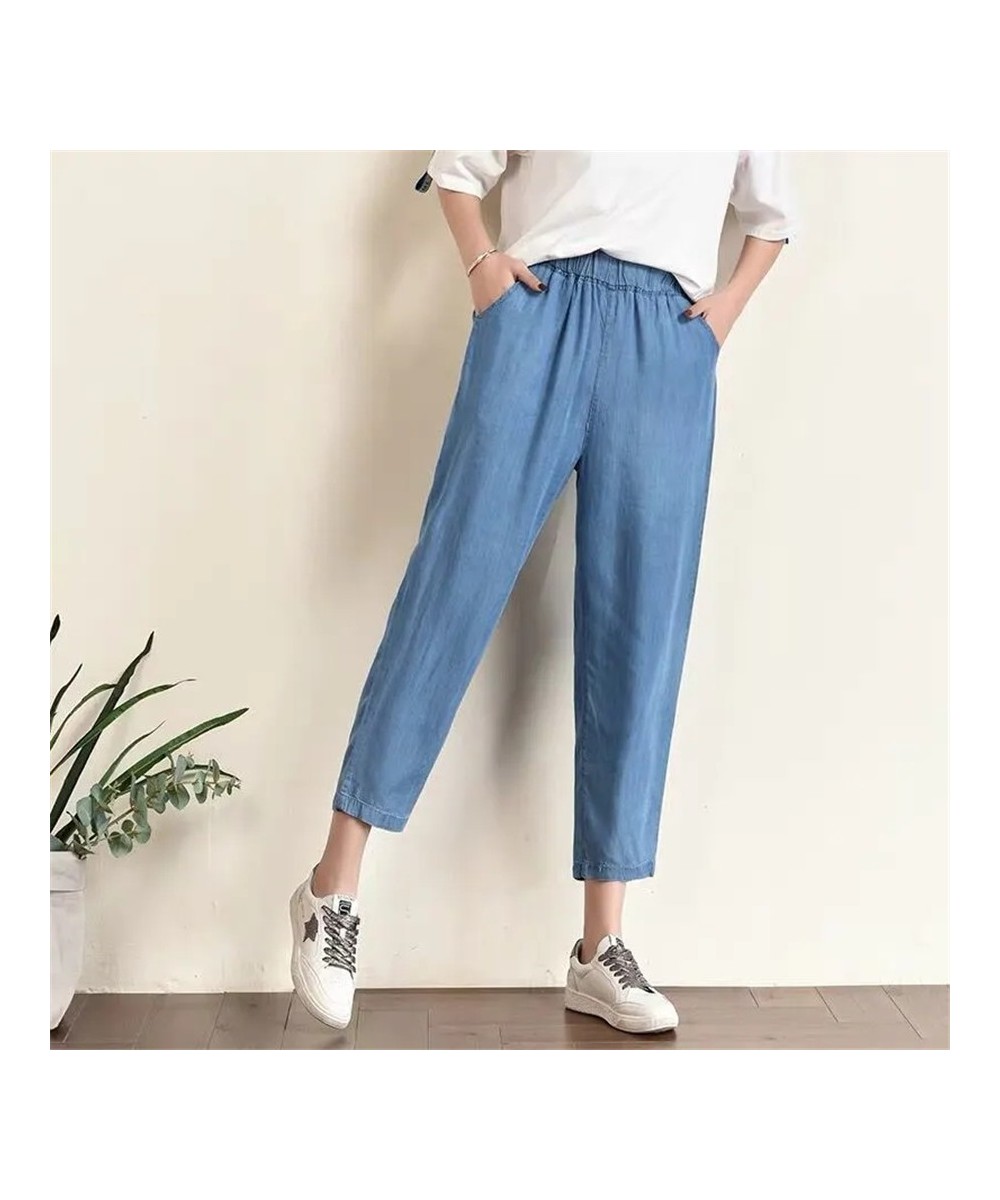 Thin Classic Oversize 8XL Baggy Jeans Elastic High Waist Wide Leg Denim Pants Women Capris Casual Harem Vaqueros Korean $34.9...